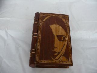Vintage Wooden Trinket Box Book Shape 1780
