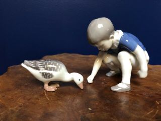 Vintage " Dickie And A Goose " Bing & Grondahl 1636 & 1902