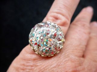 Authentic Vintage Sarah Coventry 1959 " Confetti " Ring Adjustable Sz 5