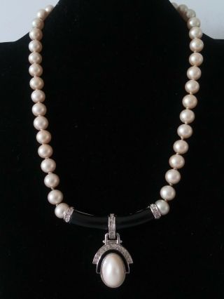 Vintage Signed Givenchy Paris Newyork Faux Pearl Necklace
