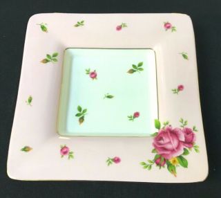 Royal Albert Country Roses Vintage Pink Candy Trinket Tray Square Plate