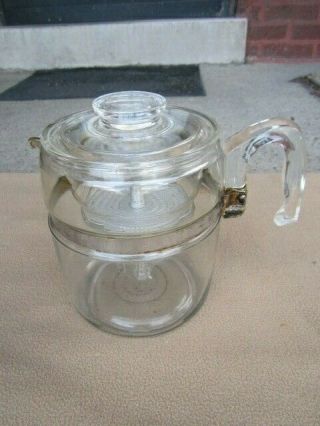 Vintage Pyrex Glass Stovetop 6 - 9 Cup Coffee Pot Percolator,  Complete