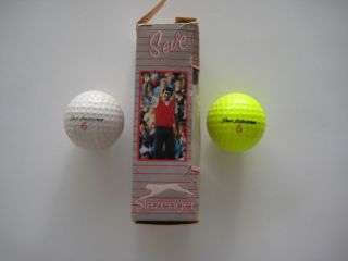 Vintage C.  1980 2 Seve Ballesteros Signature Y & W Slazenger Golf Ball & Box Set