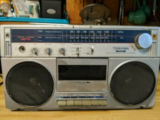 Vintage Toshiba Rt - 80s Boombox Ghettoblaster Stereo Am Fm Radio Cassette Player