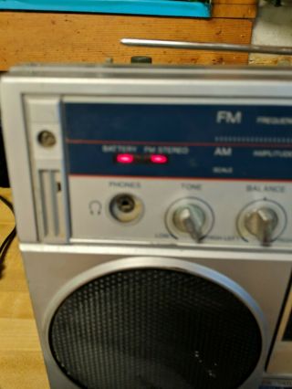 Vintage Toshiba RT - 80S Boombox Ghettoblaster Stereo AM FM Radio Cassette Player 2