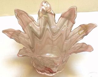 Vtg Murano Italian Art Glass Lavorazione Arte Bowl Dish Petal Vase Sticker Euc