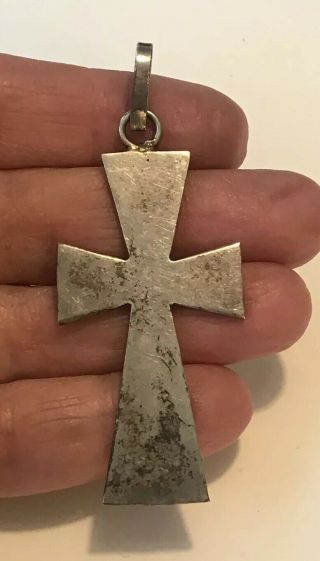 Vintage Taxco Mexico Tm - 220 Sterling Silver Large 2 - 1/2” Cross Pendant
