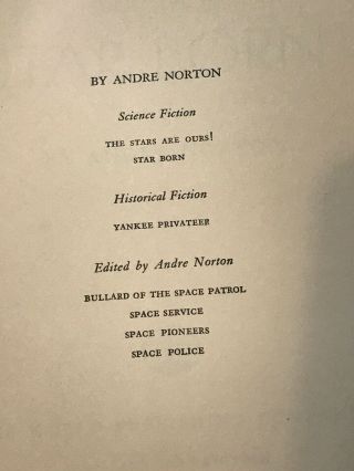 STAR BORN by Andre Norton Vintage 1957 First Edition / HARDCOVER / Sci - Fi Book 4