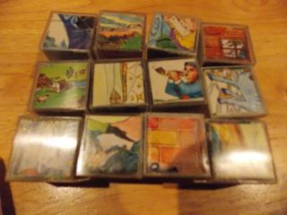 12 Vintage Plastic Puzzle Blocks Fairy Tales 1 1/4 Inch Square