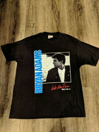 Vintage Tee Jays Label 1987 Bryan Adams Into The Fire Concert Tour (xl) T - Shirt