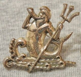 Coro Brooch Neptune In Sterling Silver Poseidon Signed Vintage Mermaid Style