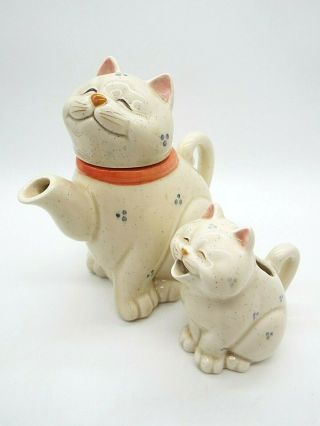 Vintage Norcrest Japan Ceramic Anthropomorphic Kitten Cat Teapot Creamer Set
