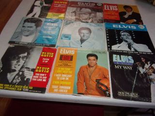 Vintage Elvis Presley 45 Rpm Records With Sleeves (nine Total)