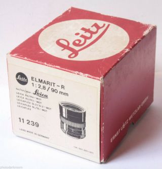 Leica Lens Box Only - Elmarit - R 11239 1:2.  8/90 - Empty Box Only - E25c