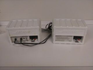 2 Vintage White Bose Roommate Powered Stereo Speakers With Wires 4