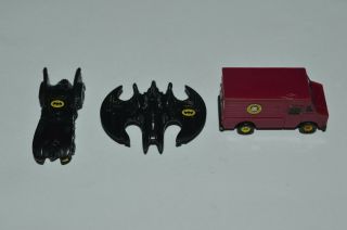Vintage 1989 Ertl Micro Size Batmobile Batwing Joker Van Conditions