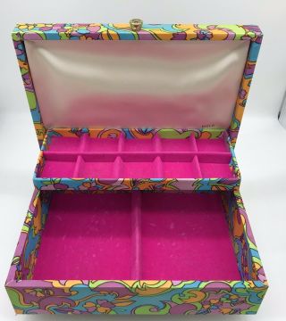 Vintage Mele Large Jewelry Box Organizer 2 Tier Hot Pink Retro