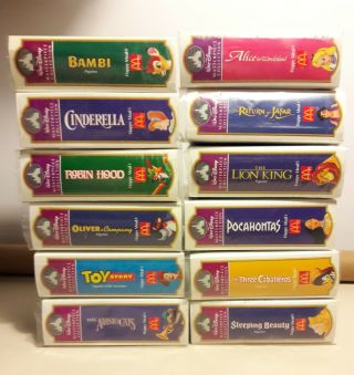 MCDONALDS VINTAGE DISNEY VHS BOXED FIGURES COMPLETE SET 2