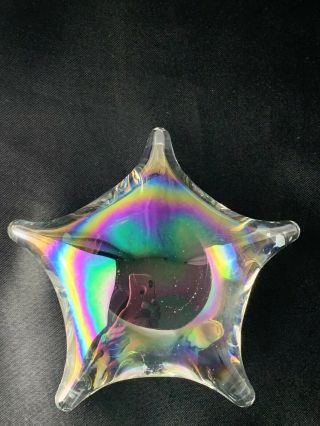 Vintage Iridescent Glass Starfish Paperweight Art Glass