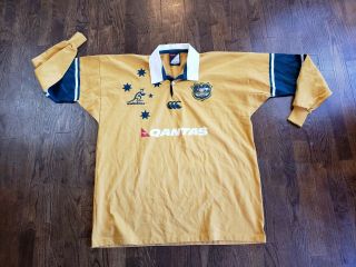 Vintage Rugby Union Shirt Mens Xxl Canterburry Wallabies Australia Qantas 90s