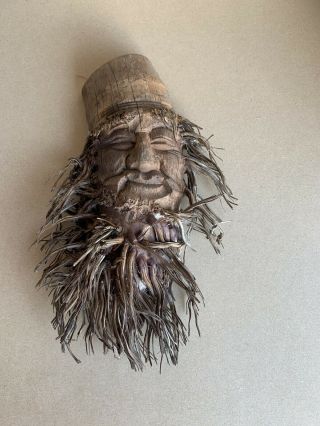Vintage Large Carved Wood Spirit Wooden Wise Old Man Bearded Face Wall Hanging