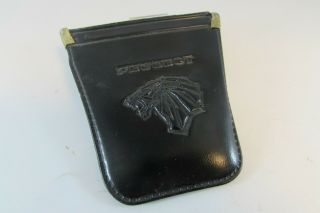 Vintage 1970 Peugeot Lion Head Leather Key Fob Ring Pocket Keychain Chain