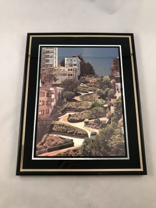 Vintage Lombard Street San Francisco Foil Etch Print Framed Art