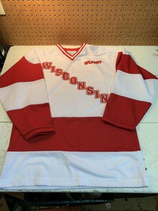 University Of Wisconsin (badgers) Vintage Wcha Hockey Jersey Medium M