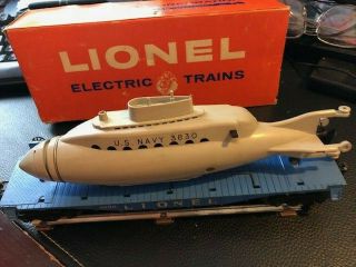 Vintage Lionel Trains O/o - 27 Flat Car & Operating Us Navy Submarine W/ Box 3830
