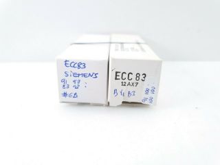 2 X Ecc83 Siemens Tubes,  Matched Pair.  Nos Tubes.  C25 En - Air