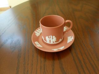 Vintage Wedgwood Jasperware Terra Cotta Demitasse Cup/saucer Set