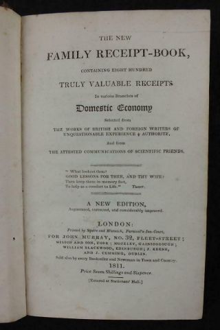 1811 Maria Rundell,  Family Receipt Book,  Cookery,  Domestic Economy,  Recipes