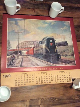 1979 Pennsylvania Railroad Calendar Grif Teller Prr Vtg 1980 Main Lines 1948 Rep