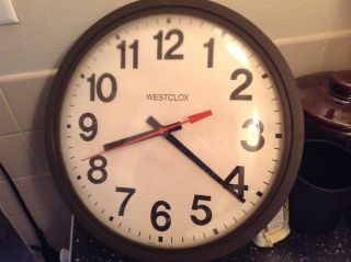 Vintage Westclox 13 1/2 " School Style Electric Wall Clock Model 26135