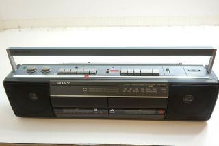 Vintage Sony Cfs - W301 Am Fm Radio Dual Cassette Boombox 21 " Great Gray
