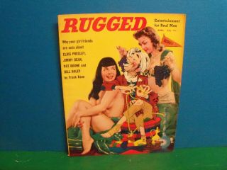 Vintage Rugged 1957 Mens Magazines Betty Page Cover Bunny Yeager
