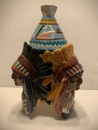 Vintage Native American Indian Chief Teepee Cookie Jar Ceramic