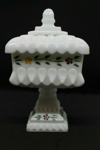 Vintage Westmoreland Hand Painted Milk Glass Wedding Bowl/candy Dish