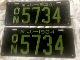 Vintage 1934 Jersey License Plate Set On 5734