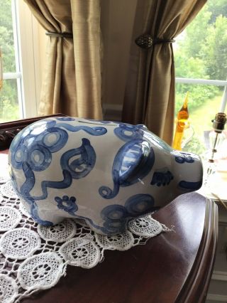Vintage M A Hadley Large Pig Bank Cute Piggy With Flowers Mary A Hadley Pottery