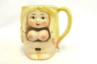 Vtg Spencer Gifts Novelty Mug Cup Woman Girl Hand Painted Japan