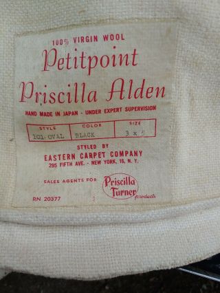 Vintage Petitpoint Oval Virgin 100 Wool Floral Leaf Rug3 ' X 5 ' Priscilla Turner 2