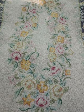 Vintage Petitpoint Oval Virgin 100 Wool Floral Leaf Rug3 ' X 5 ' Priscilla Turner 3