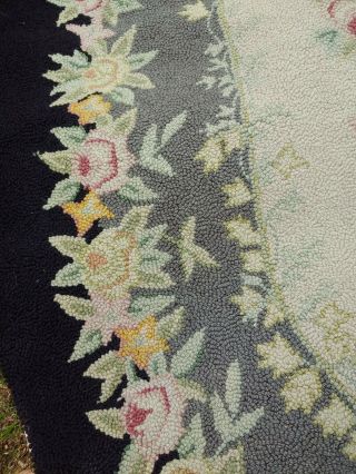 Vintage Petitpoint Oval Virgin 100 Wool Floral Leaf Rug3 ' X 5 ' Priscilla Turner 4