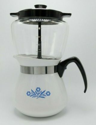 Vintage Corning Ware Blue Cornflower Drip - O - Lator 2 Qt - 8 Cup Coffee/tea Pot