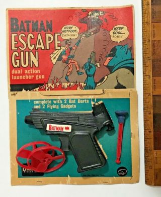 1966 Vintage Batman Tv Escape Gun Hong Kong Plastic Rack Toy Lincoln Zealand