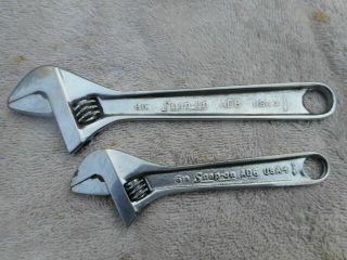 Snap On Vintage 2 Piece Adjustable Wrench Set Ad6 And Ad8