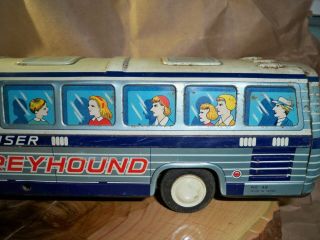 Vintage 1950s Kyowa Tin Friction Greyhound Scenicruiser Bus toy 2