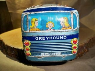Vintage 1950s Kyowa Tin Friction Greyhound Scenicruiser Bus toy 5