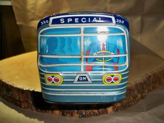 Vintage 1950s Kyowa Tin Friction Greyhound Scenicruiser Bus toy 6